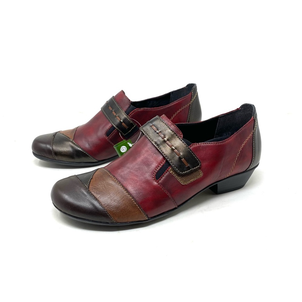 Remonte D7304 Red Combo Women’s Leather Block Heel Shoes Size 41 New in Box - Picture 3 of 8